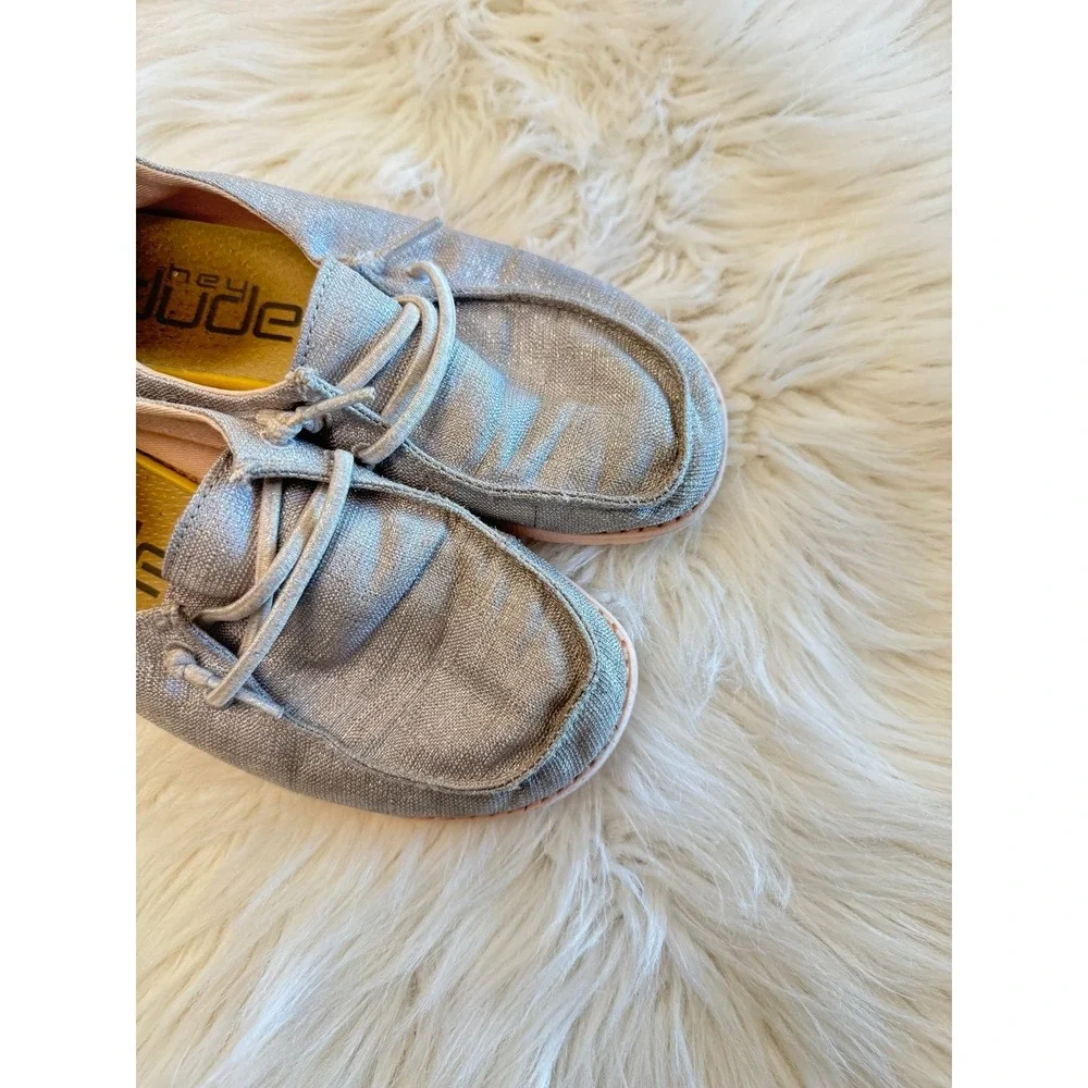 Hey dude Wendy sparkling silver peach size 13‎